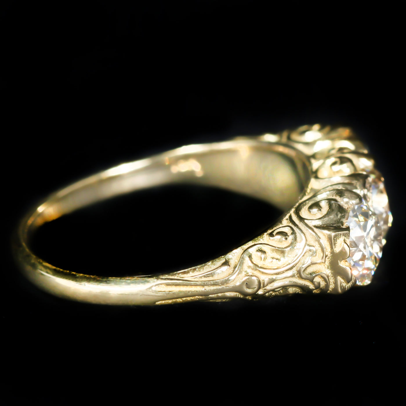 18K Yellow Gold 1.53 CTW Three Stone Diamond Ring