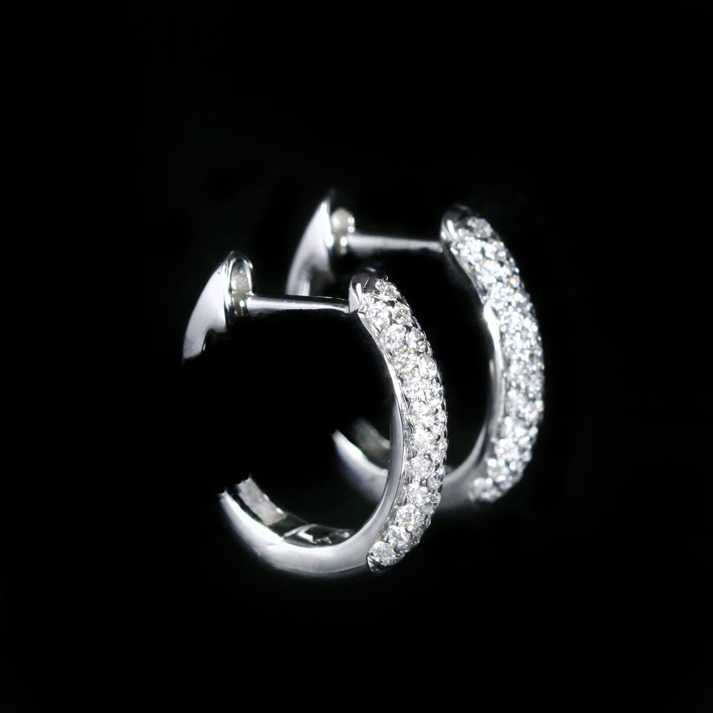 14K White Gold 0.21 CTW Diamond Pavé Huggie Hoop Earrings