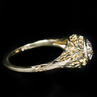 14K Yellow Gold 0.82 Carat Old European Cut Diamond Engagement Ring