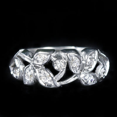 Estate 14K White Gold 0.20 CTW Diamond Floral Ring