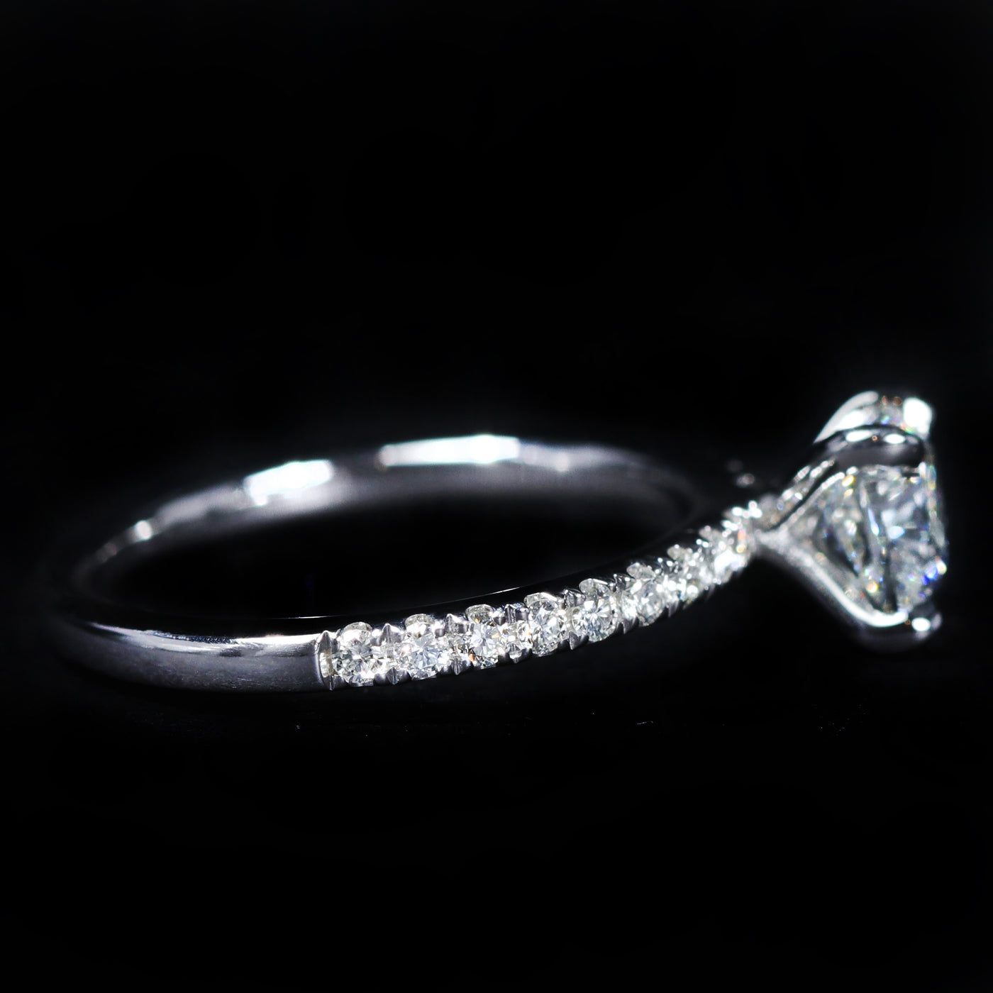 14K White Gold GIA 1.00 Carat Cushion Cut Diamond Engagement Ring