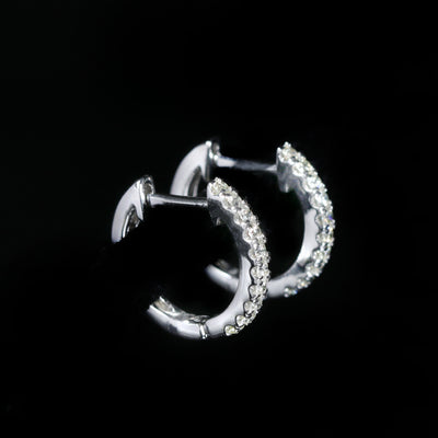14K White Gold 0.19 CTW Diamond Huggie Hoop Earrings
