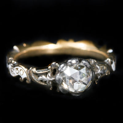 Georgian Rose Cut Diamond and Enamel Mourning Ring, Circa 1752