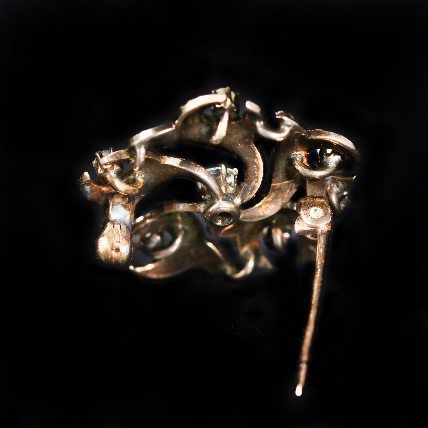 Victorian 14K Yellow Gold Diamond and Pearl Brooch
