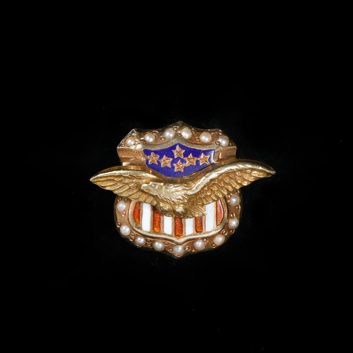 Art Deco National Life and Accident Insurance Company Pearl and Enamel Pin, Circa 1930