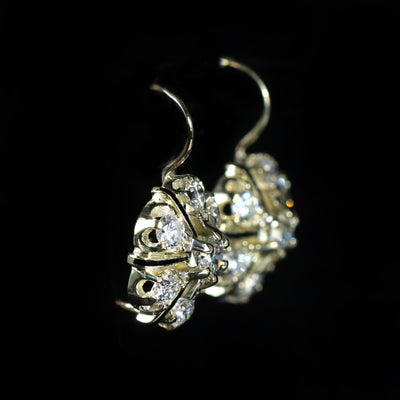 14K Yellow Gold 2.20 CTW Diamond and Enamel Dangle Earrings