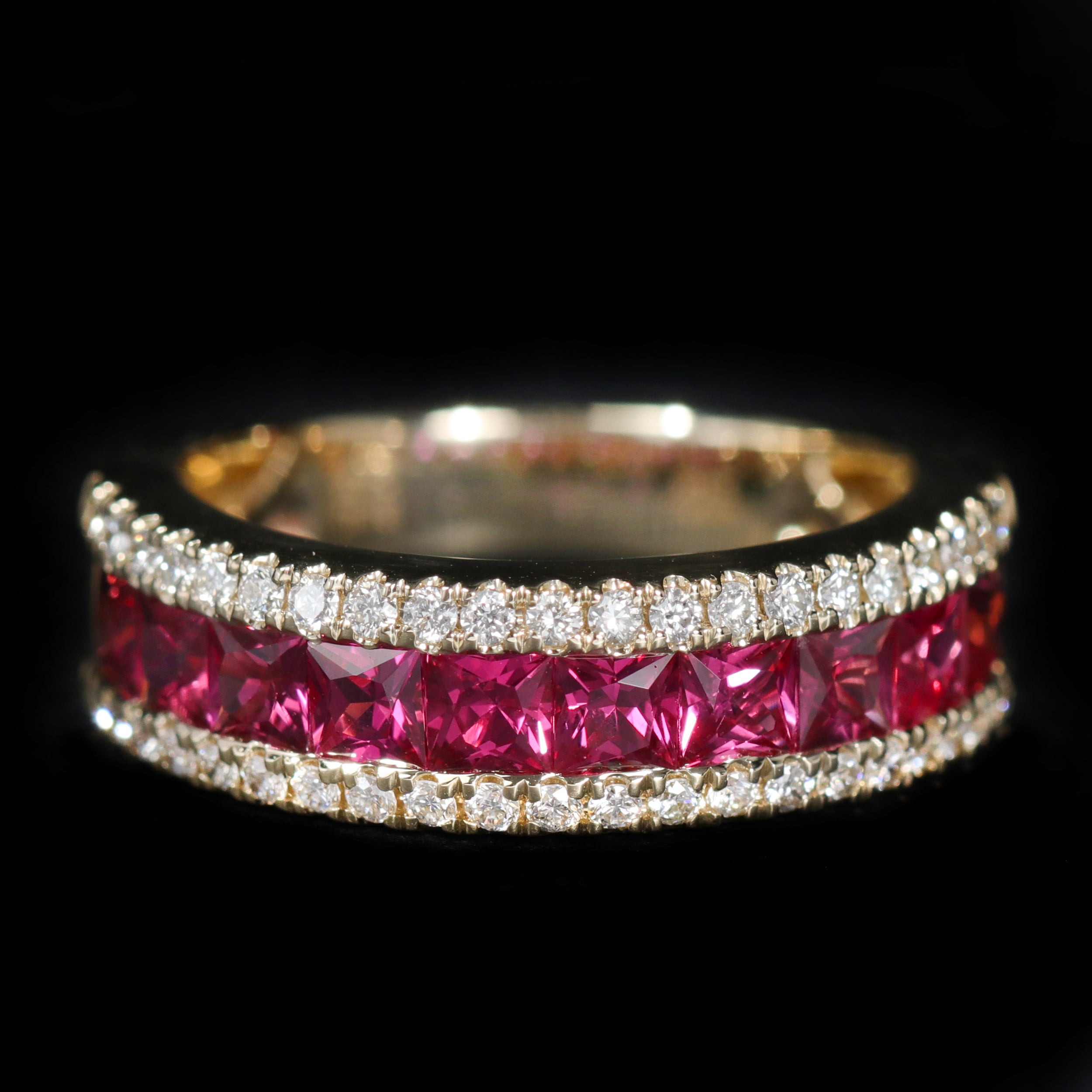 14K Yellow Gold CTW Ruby and Diamond Band