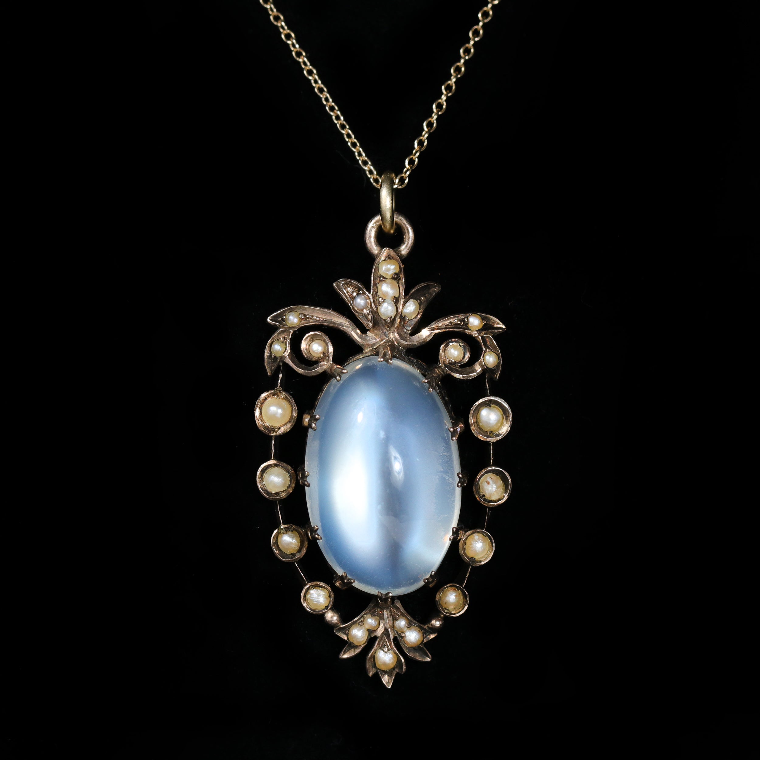 Victorian Carat Moonstone and Seed Pearl Pendant – Walton's