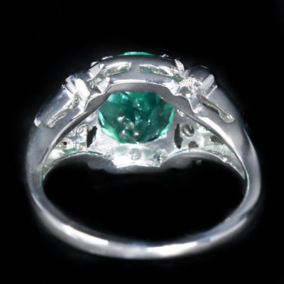Art Deco Platinum 2.15 Carat Emerald and Diamond Ring