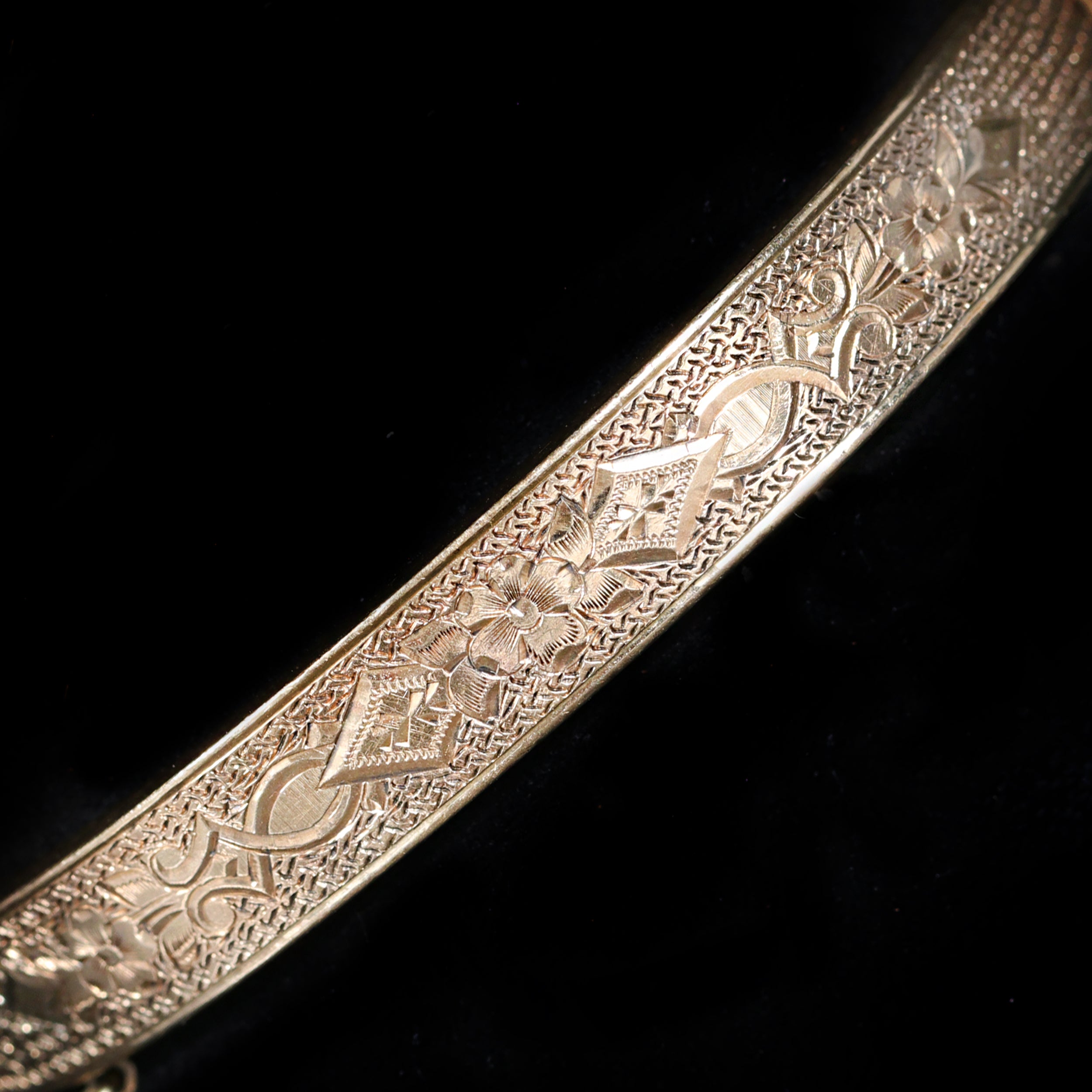 Victorian 10K Yellow Gold Engraved Bangle Bracelet – Walton's Jewelry