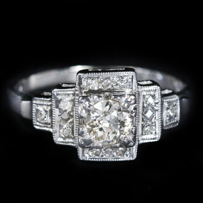 Art Deco 0.32 Carat Old Mine Cut Diamond Engagement Ring