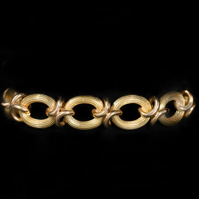 Retro 18K Yellow Gold Circular Link Bracelet