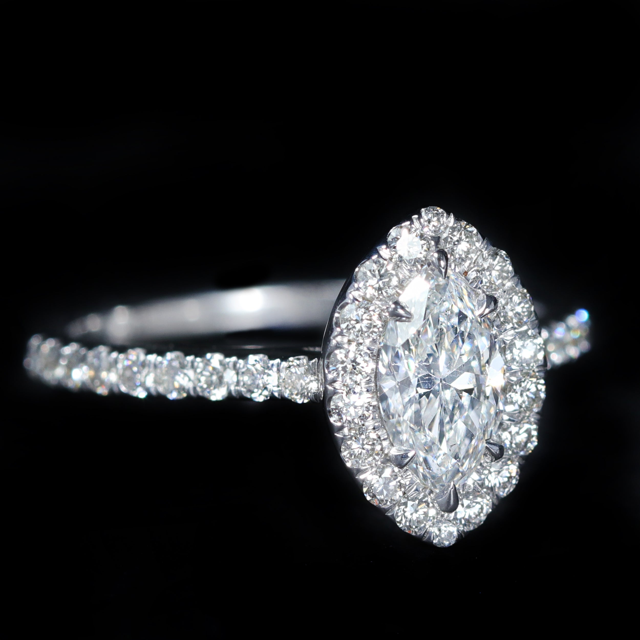 diamond dress rings white gold 14K GIA 0.75 Carat Marquise Cut Halo Engagement Ring – Walton's Jewelry Quinceneara