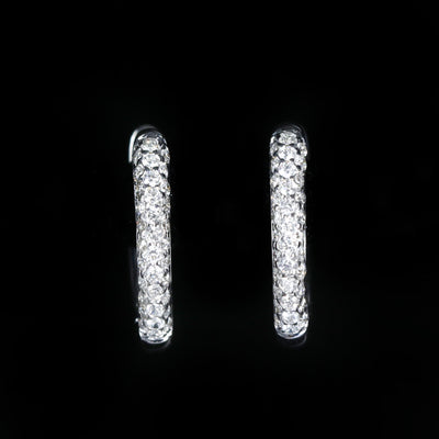 14K White Gold 0.21 CTW Diamond Pavé Huggie Hoop Earrings