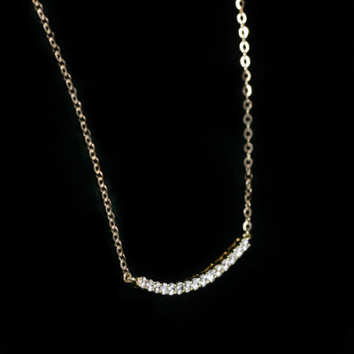18K Yellow Gold 0.42 CTW Diamond Curved Bar Necklace