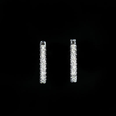 14K White Gold 0.19 CTW Diamond Huggie Hoop Earrings