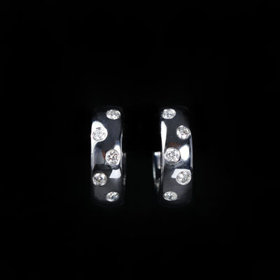 14K White Gold 0.17 CTW Diamond Huggie Hoop Earrings