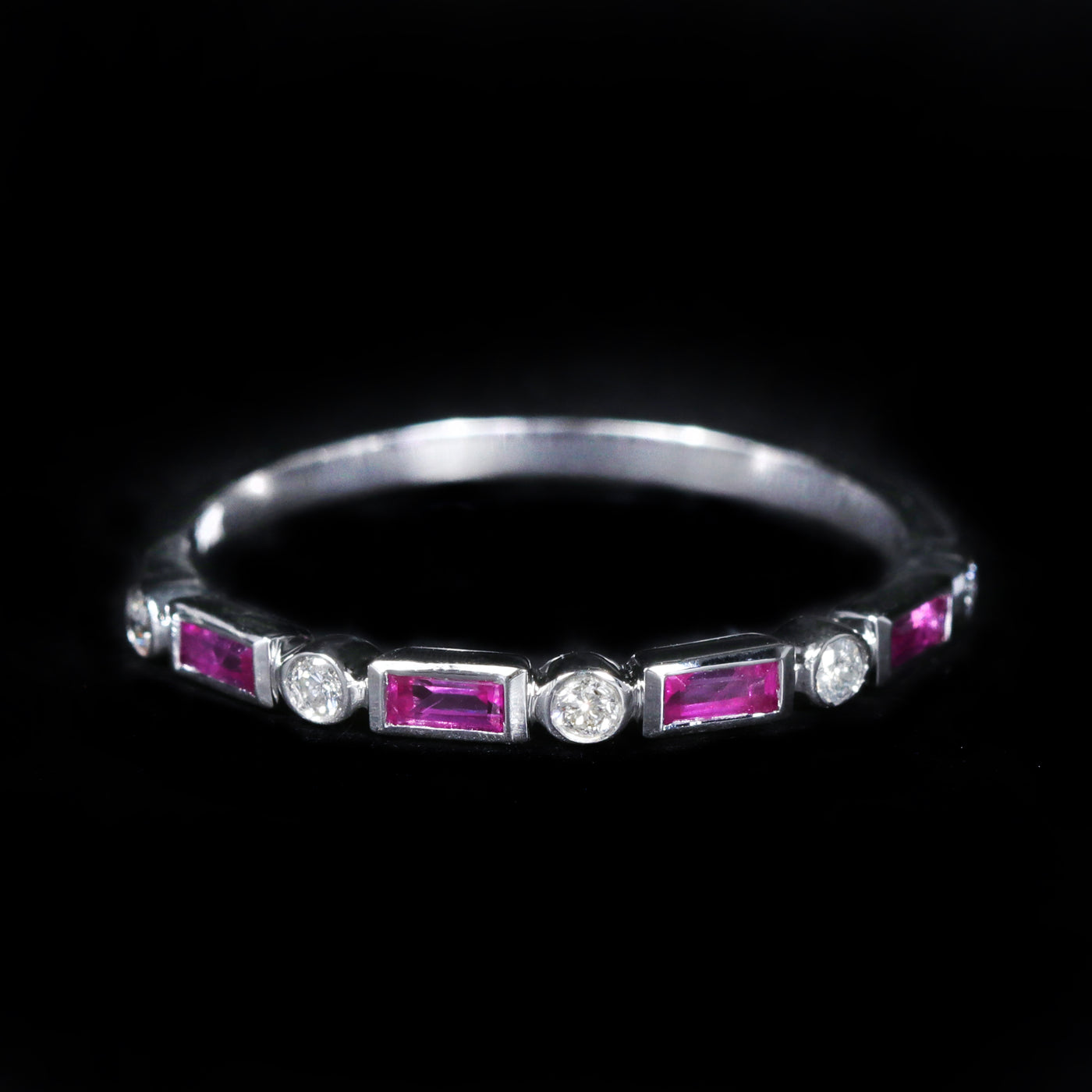 14K White Gold 0.24 CTW Pink Sapphire and Diamond Band