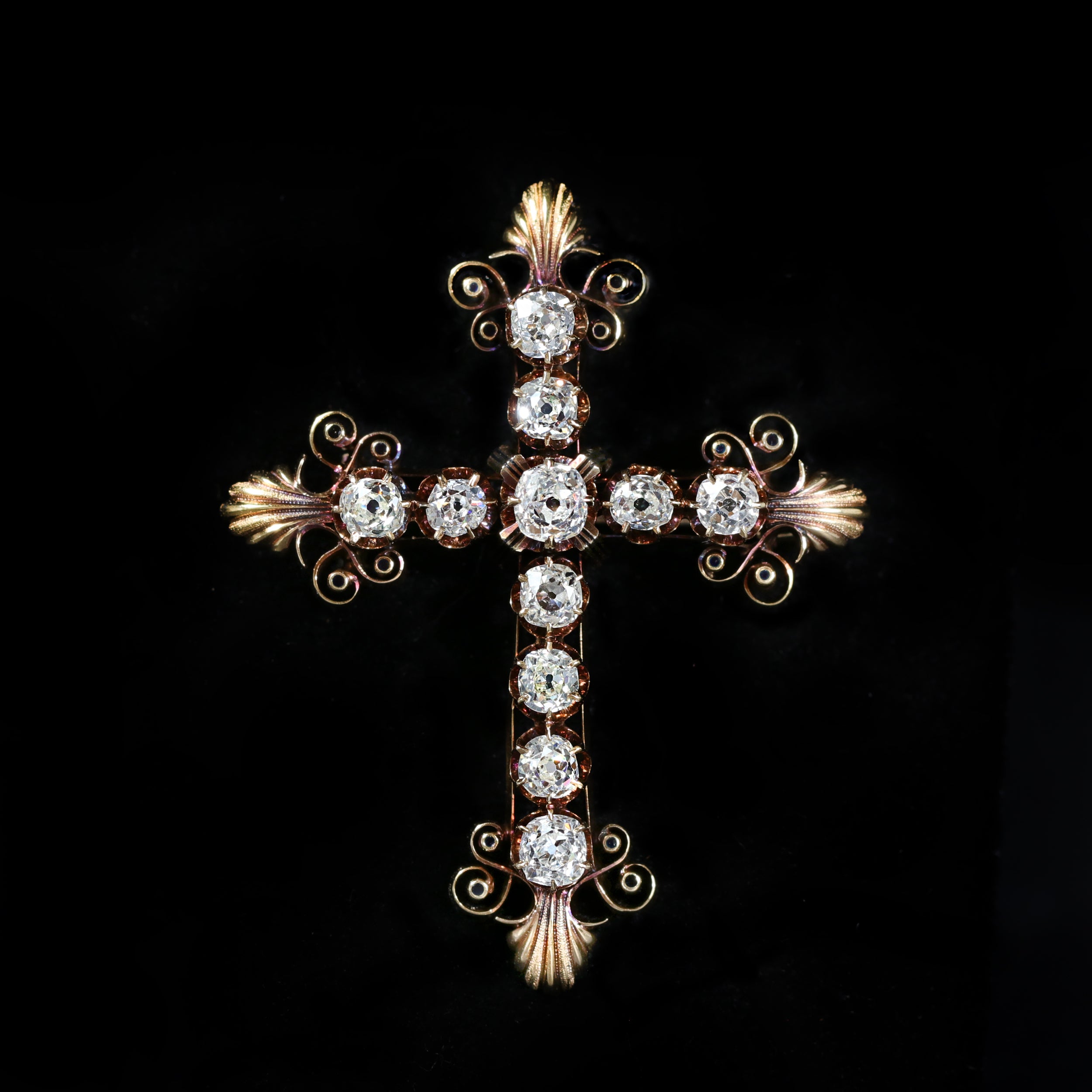 Victorian 3.00 CTW Old Mine Cut Diamond Cross Brooch – Walton's