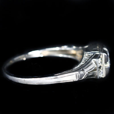 Art Deco 0.21 CTW Transitional Cut Diamond Engagement Ring