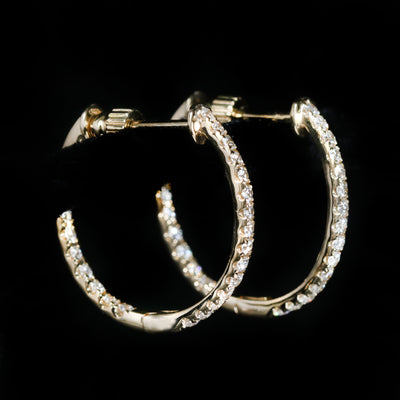 14K Yellow Gold 0.63 CTW Diamond Inside Out Hoop Earrings