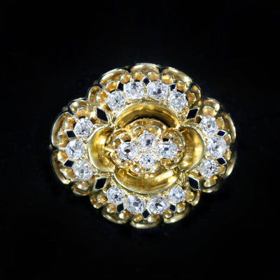 Victorian 18K Yellow Gold 1.25 Carat Old Mine Cut Diamond Brooch