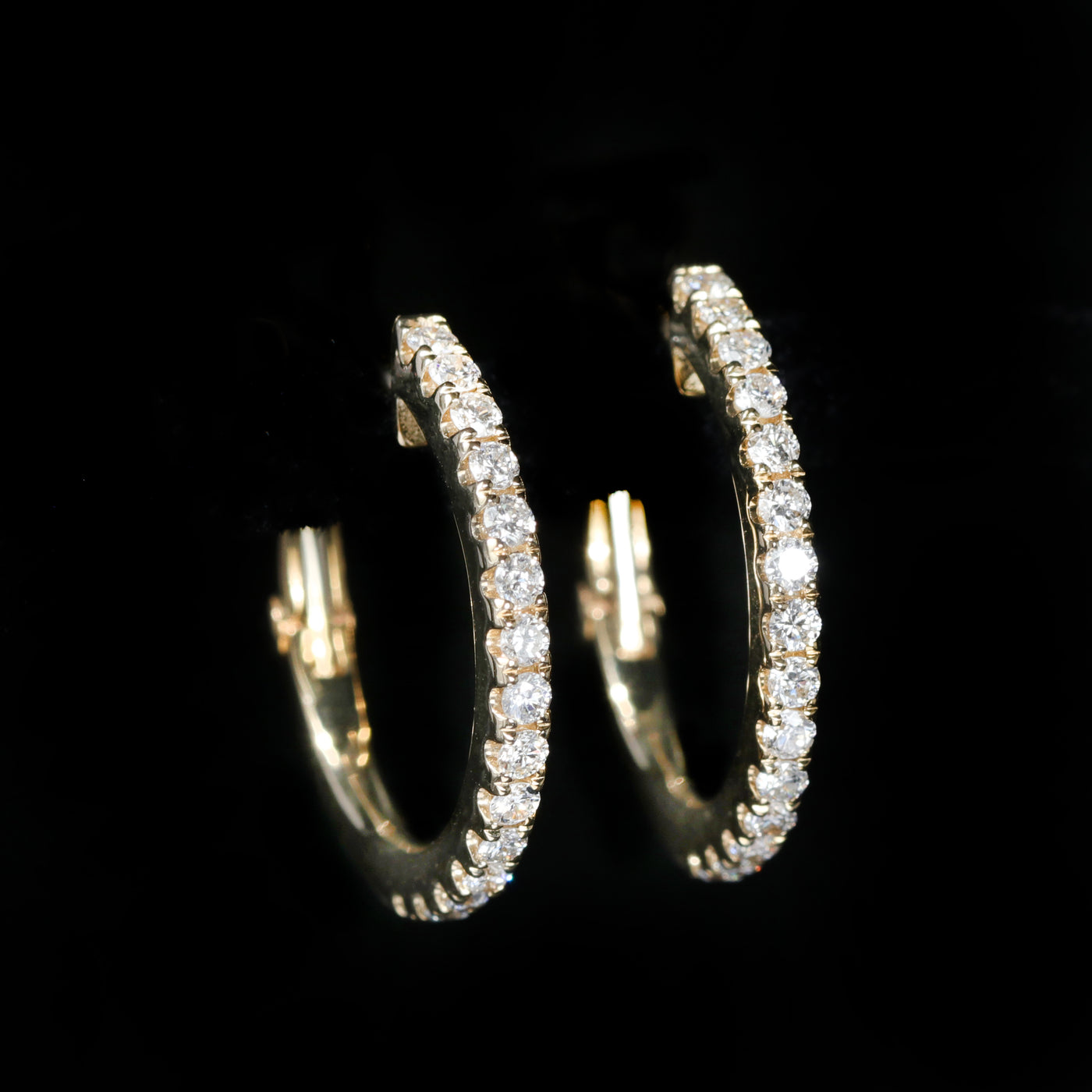 14K Yellow Gold 0.72 CTW Diamond Oval Hoop Earrings