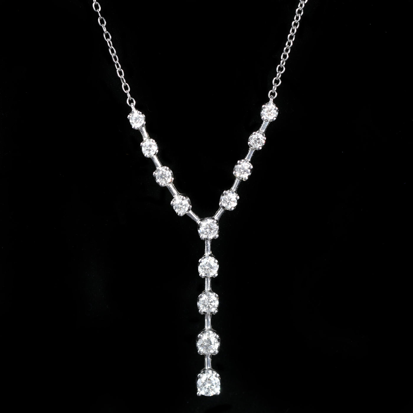Estate 18K White Gold 0.50 Diamond Lariat Necklace