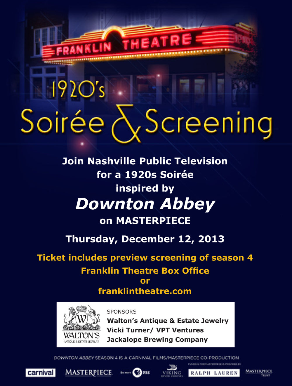 Walton's Sponsers Downton Abbey Soiree and Screening