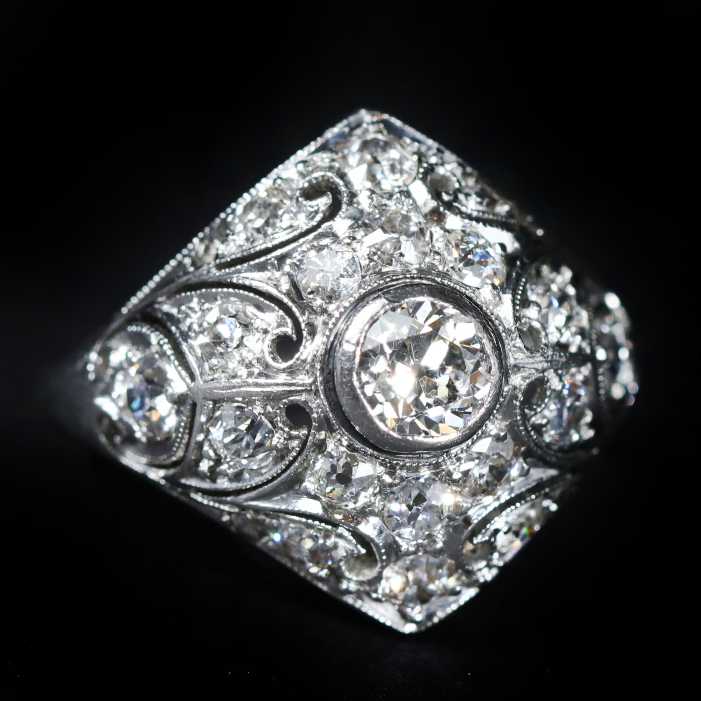 Art Deco Platinum 0.80 CTW Diamond Ring