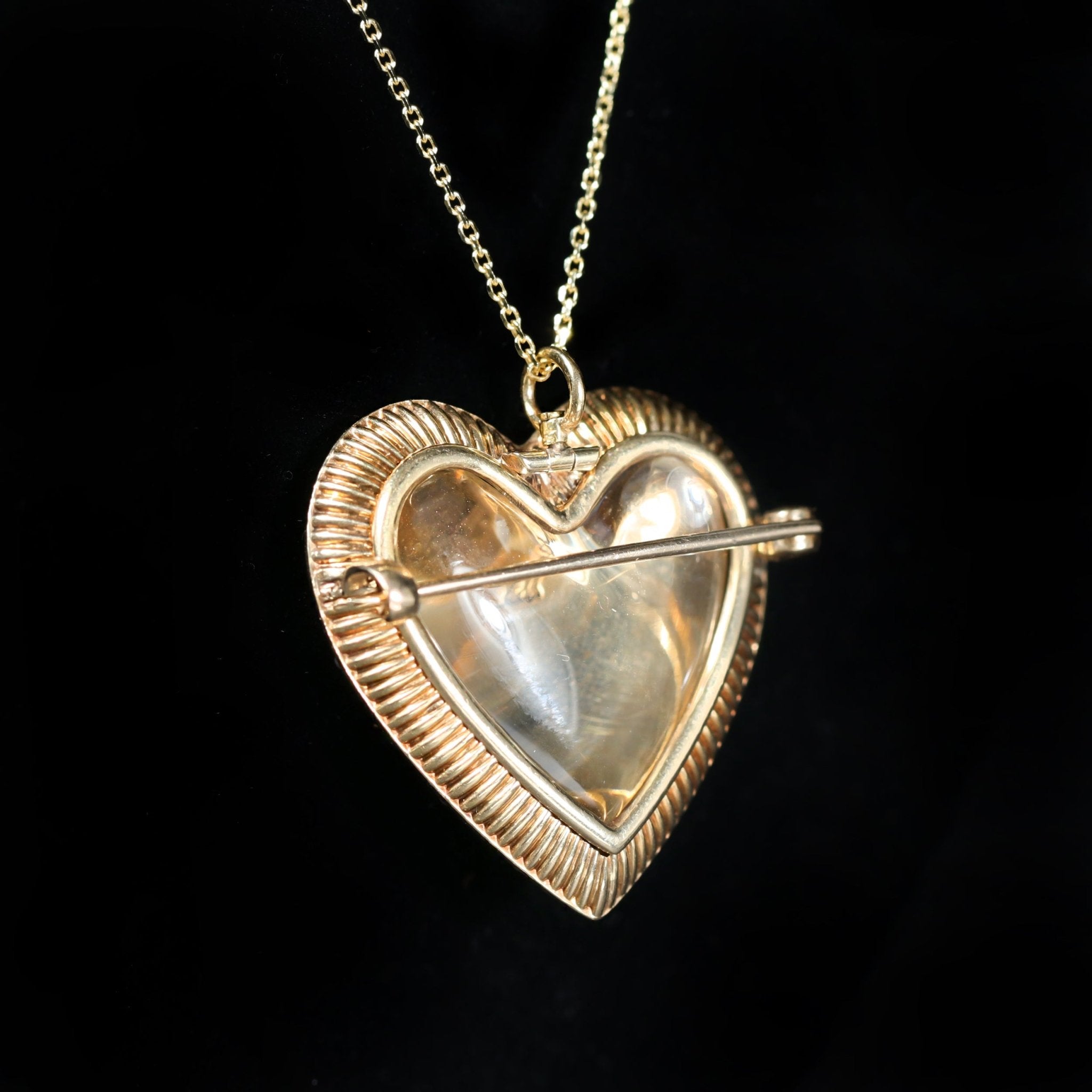 Victorian Seed Pearl and Enamel Heart Locket Pendant/Brooch - Walton's Jewelry