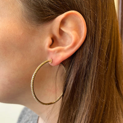 14K Yellow Gold 3.46 CTW Diamond Inside-Out Hoop Earrings