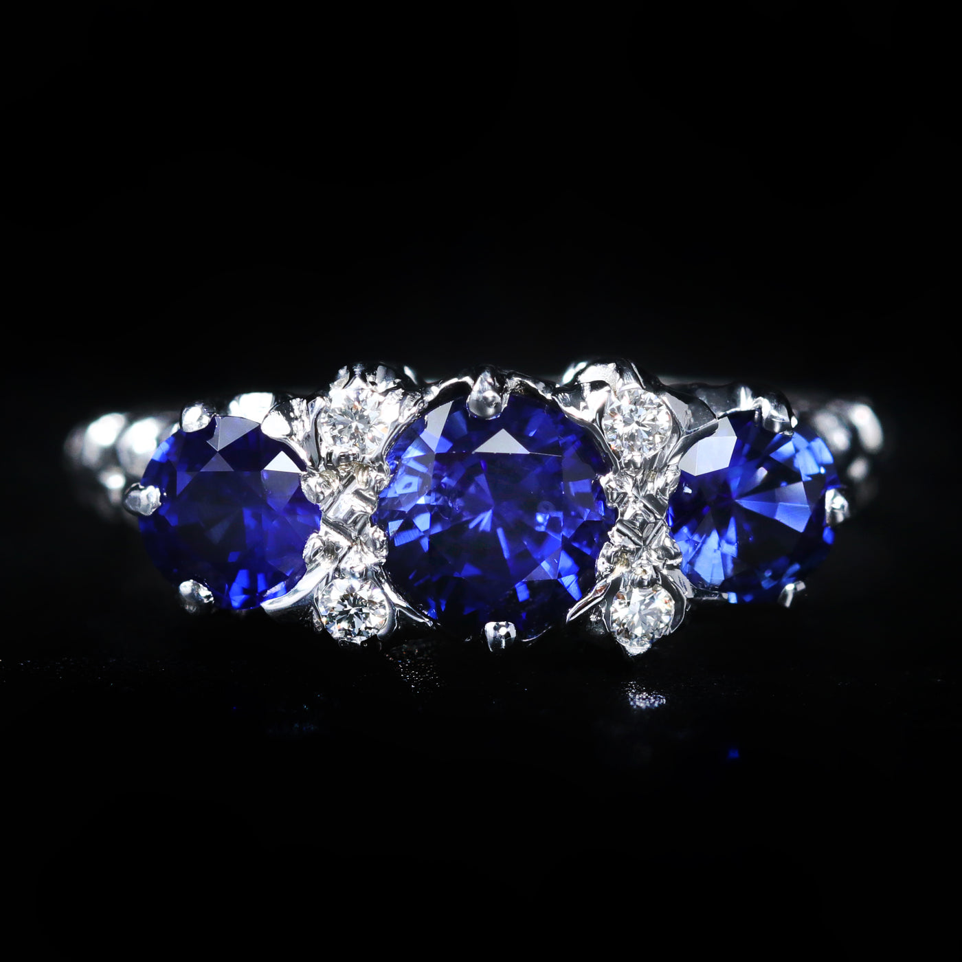 14K White Gold 1.74 CTW Sapphire and Diamond Ring