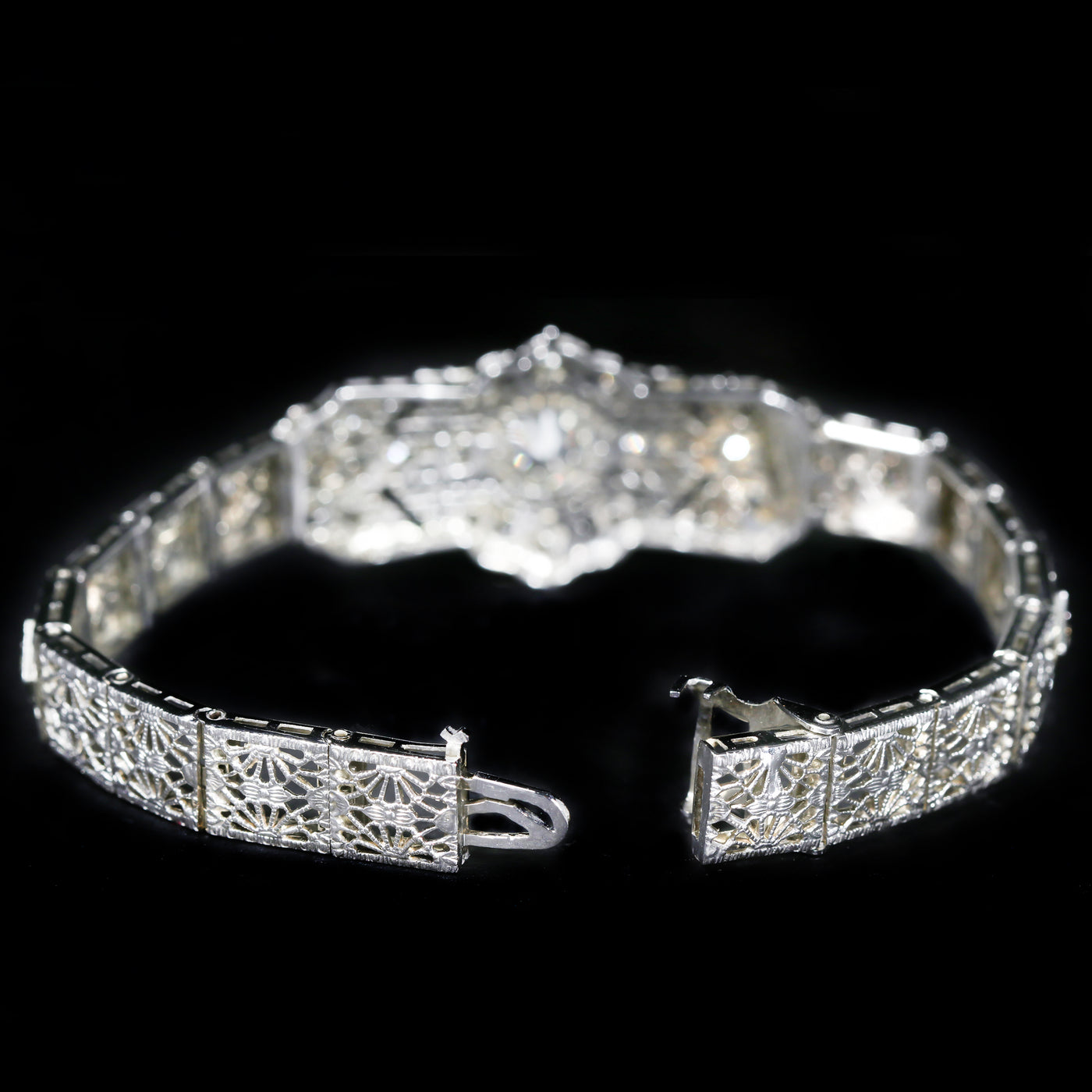 Art Deco 2.50 CTW Old Mine Cut Diamond & Sapphire Bracelet