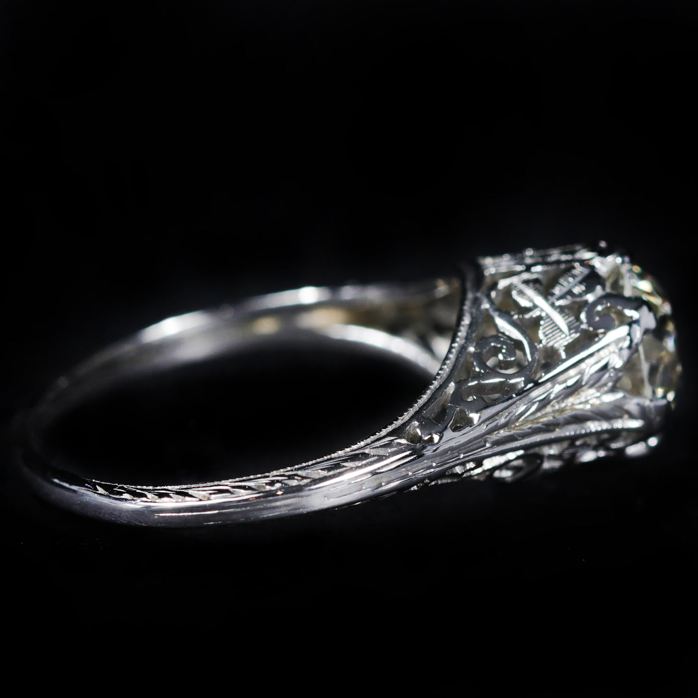 Art Deco Belais 1.57 Carat Old European Cut Diamond Engagement Ring