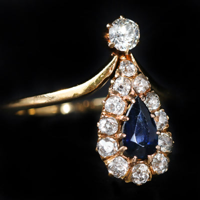 Victorian 0.50 Carat Sapphire and Diamond Tiara Ring