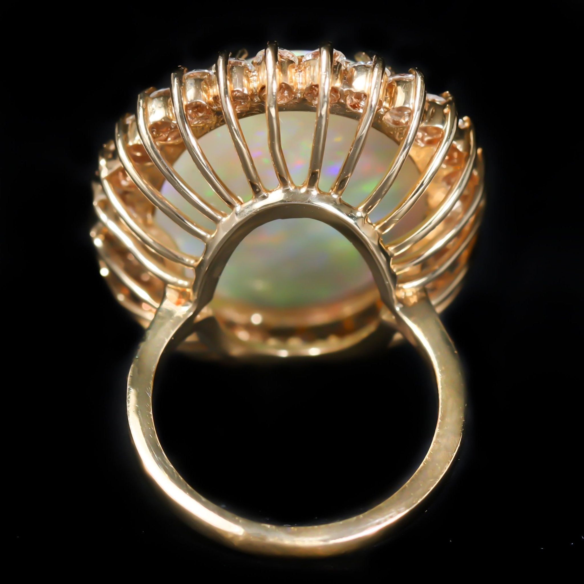 18K Yellow Gold 13.63 Carat Opal and Diamond Ring - Walton's Jewelry