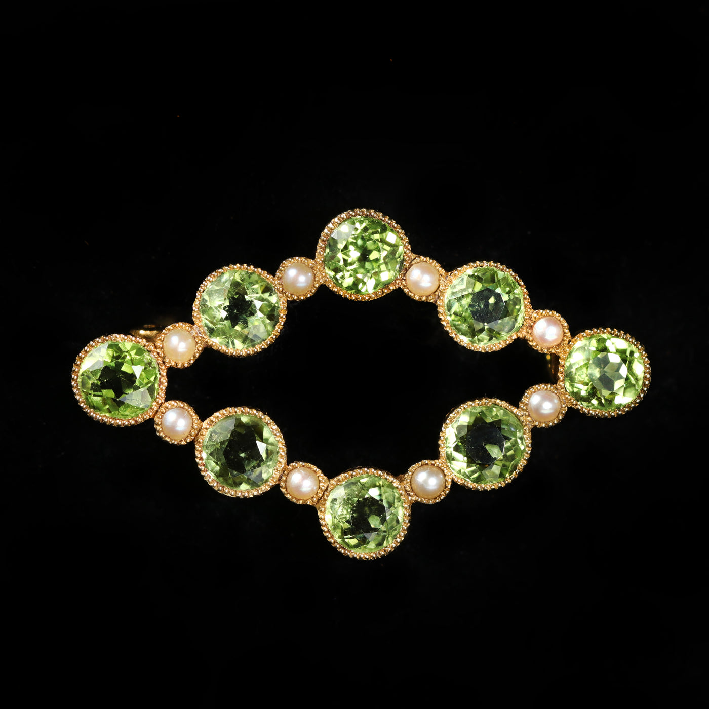 Victorian 3.00 CTW Peridot and Seed Pearl Brooch
