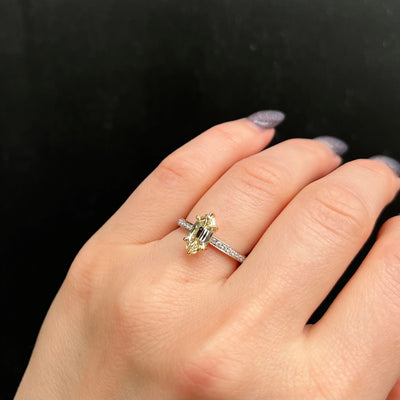 18K White Gold & Yellow Gold 1.02 Carat Fancy Light Yellow Diamond Engagement Ring