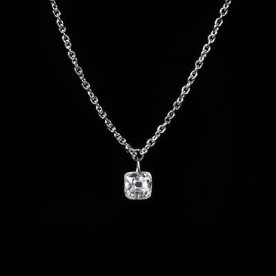 18k White Gold 0.23 Carat Old Mine Cut Floating Diamond Necklace