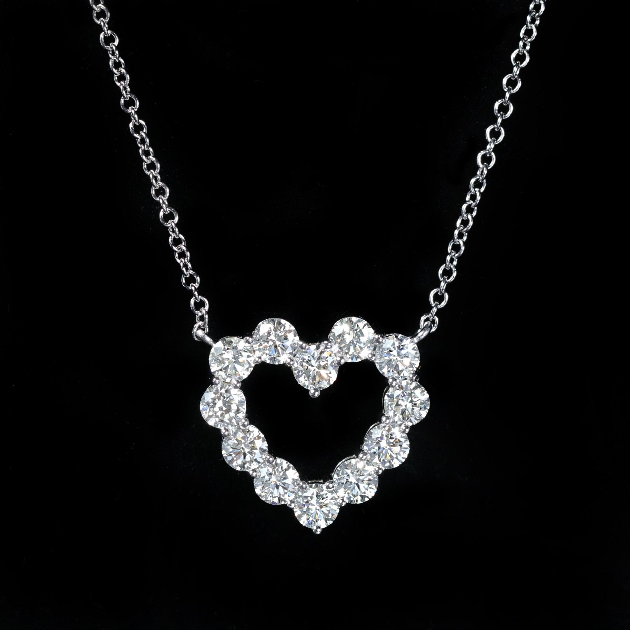 18K White Gold 1.16 CTW Diamond Heart Necklace - Walton's Jewelry