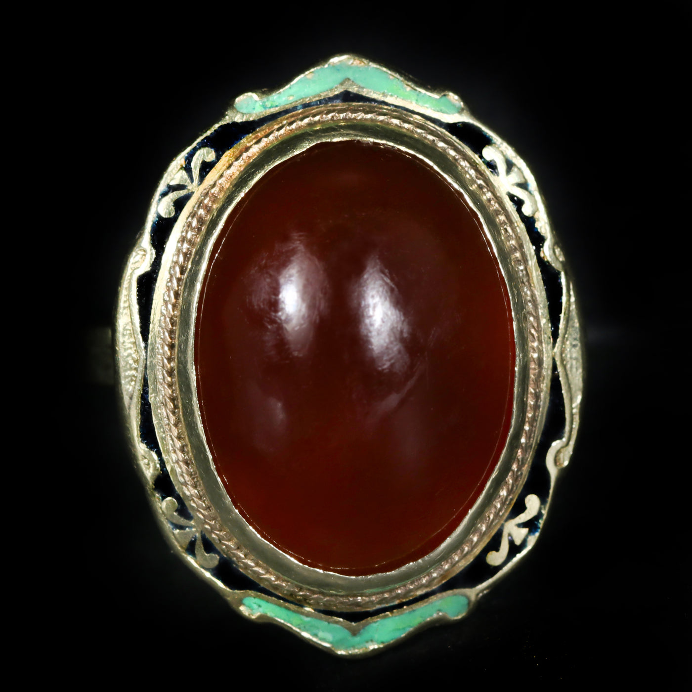 Victorian Carnelian and Enamel Ring