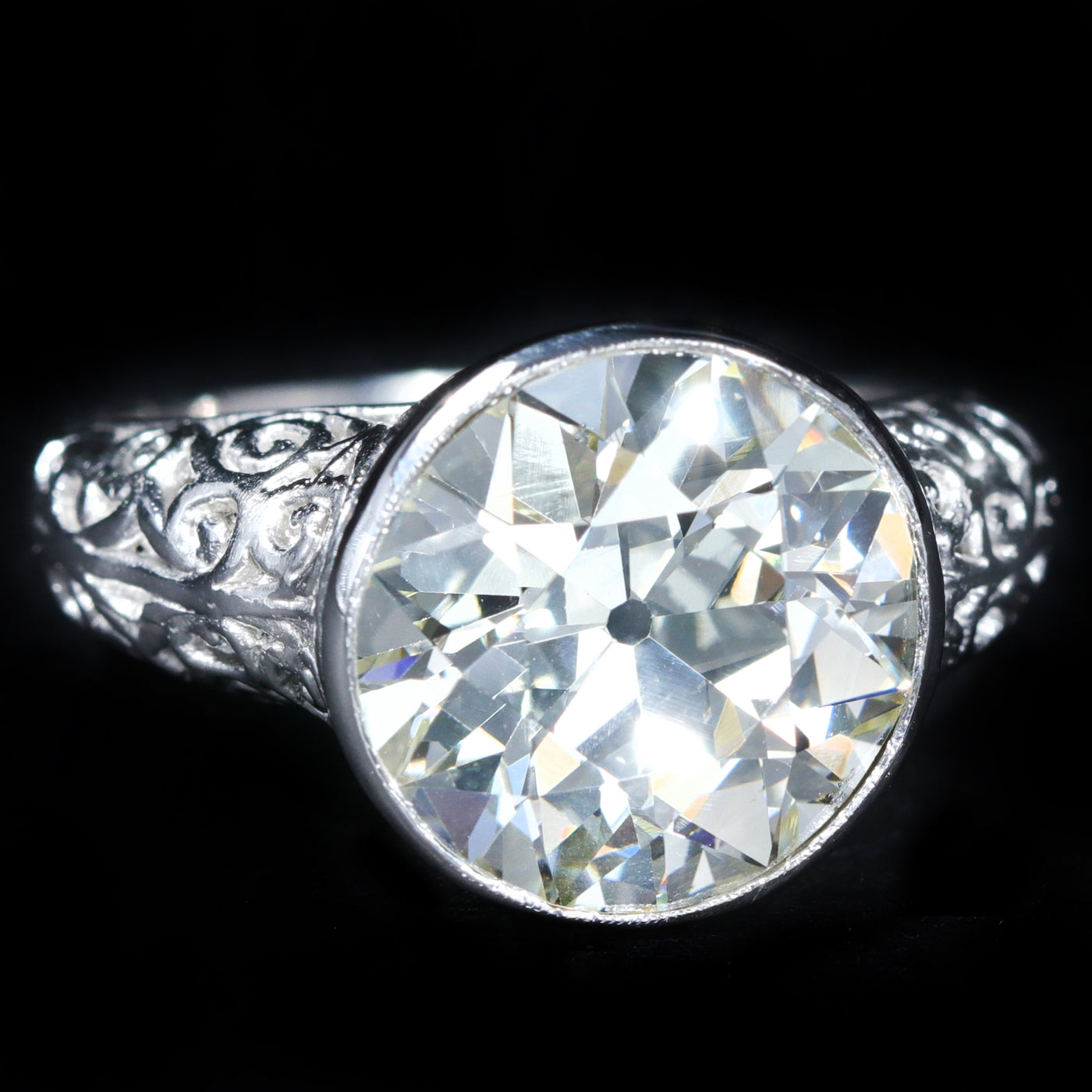 Platinum 5.63 Carat Old European Cut Diamond Engagement Ring