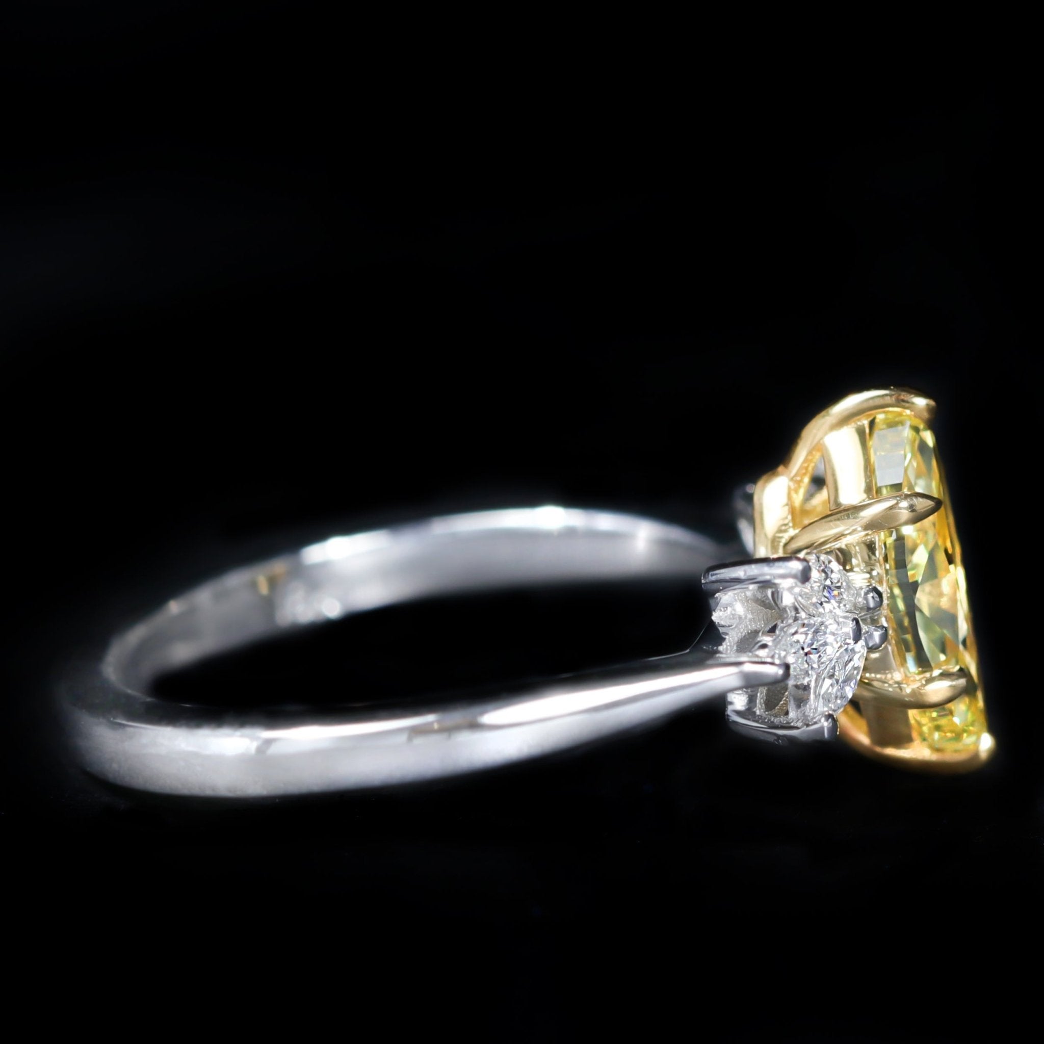 Platinum GIA 1.08 Carat Natural Fancy Intense Yellow Diamond Ring - Walton's Jewelry