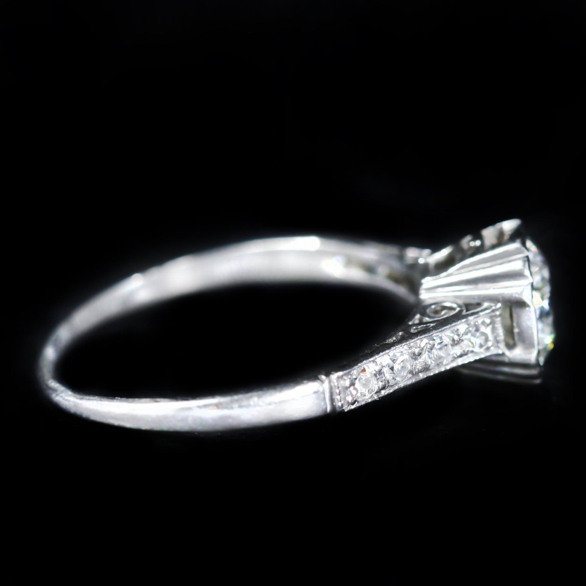 Art Deco 0.97 Carat Old European Cut Diamond Engagement Ring - Walton's Jewelry