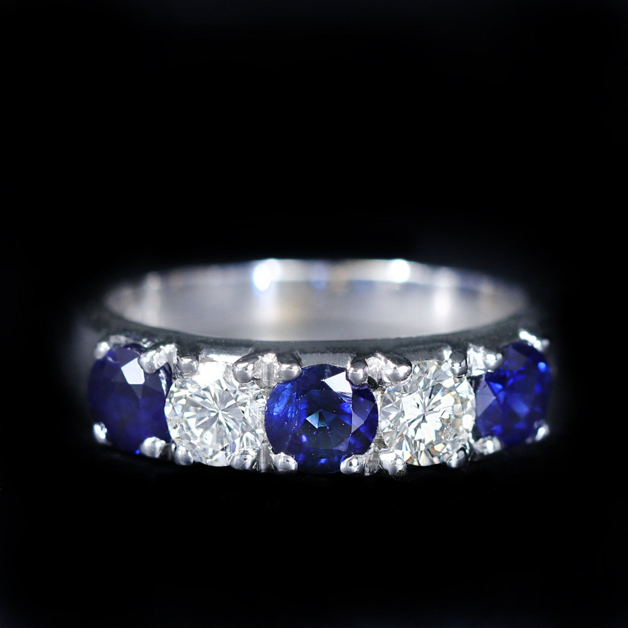 18K White Gold 0.75 CTW Sapphire and Diamond Band - Walton's Jewelry
