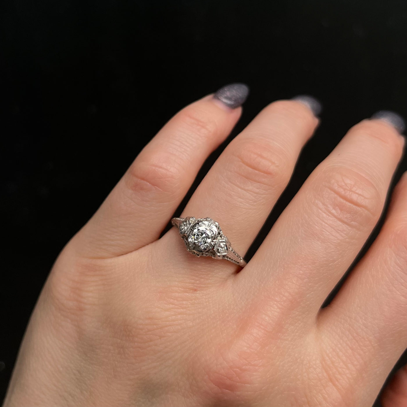 Estate 0.26 Carat Round Brilliant Cut Diamond Engagement Ring