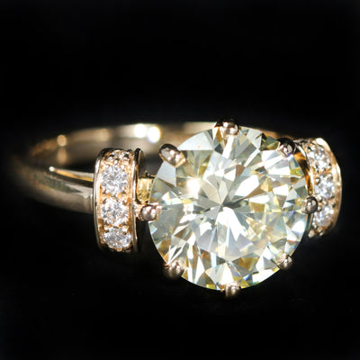 18K Yellow Gold GIA 3.47 Carat Diamond Engagement Ring