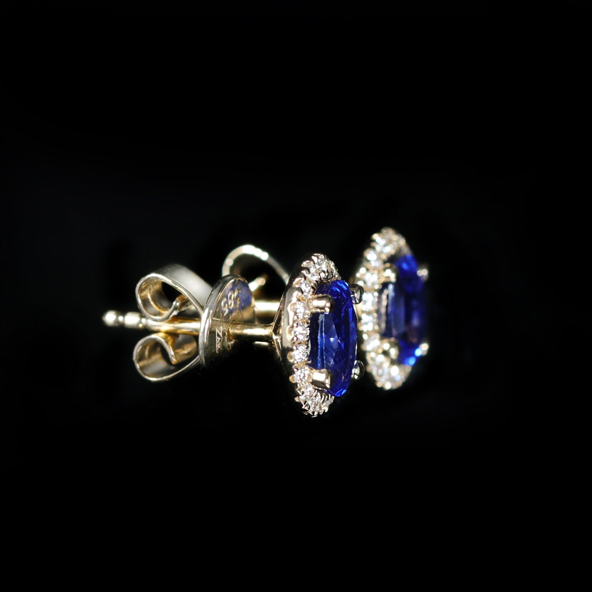 14K Yellow Gold 1.70 CTW Sapphire and Diamond Earrings - Walton's Jewelry