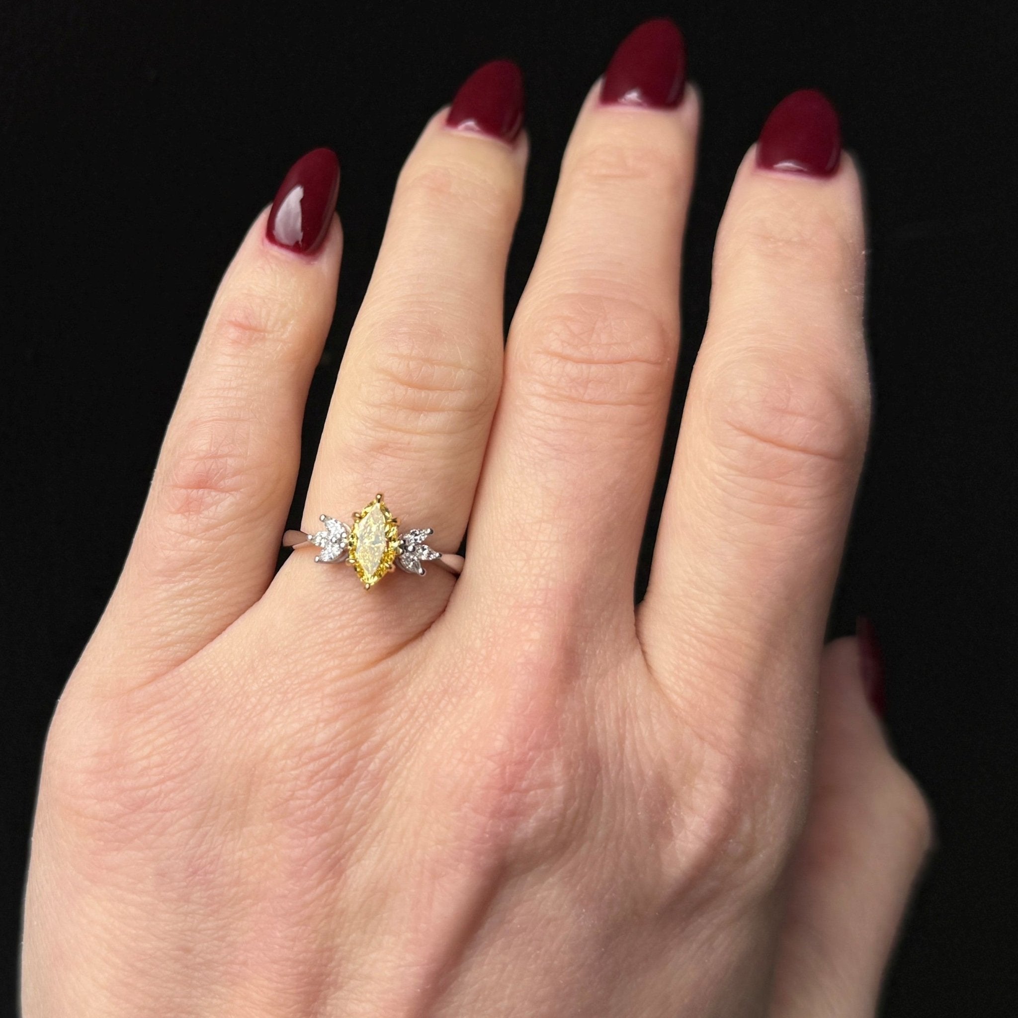 Platinum GIA 1.08 Carat Natural Fancy Intense Yellow Diamond Ring - Walton's Jewelry